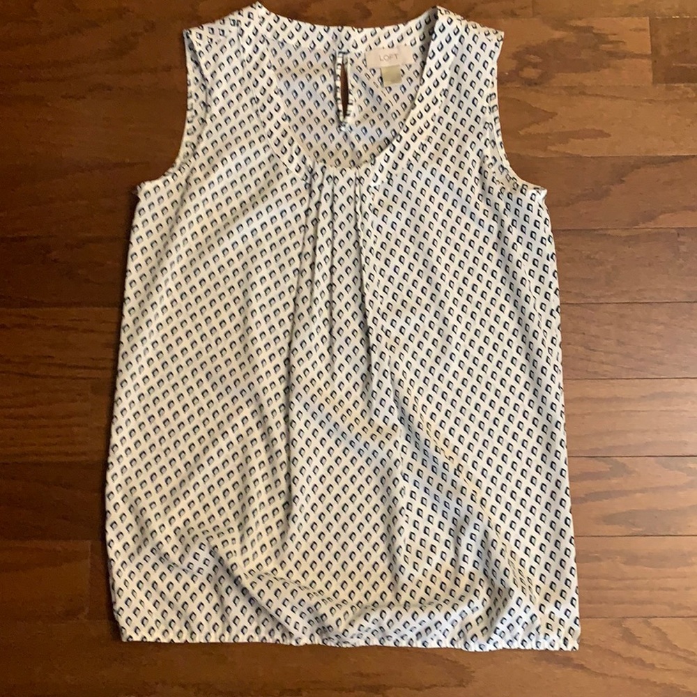 🔥NWOT Loft Blouse Size XS White Teal Black